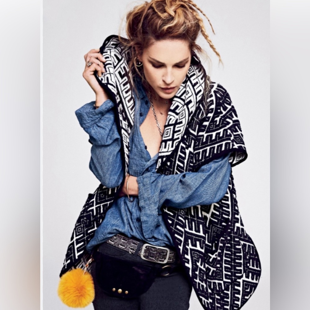 Free People block and white Cardigan